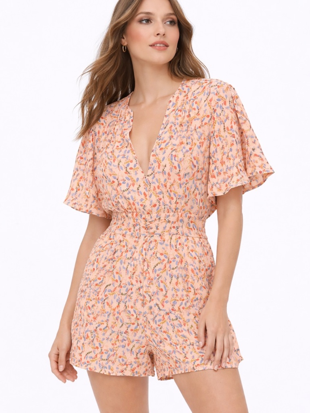 Free People (XS) Abstract Foliage Romper Boho Flowy Urban Outfitters
